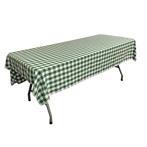 60" Wide x 90" Long Rectangular Polyester Poplin Gingham Checkered Tablecloth