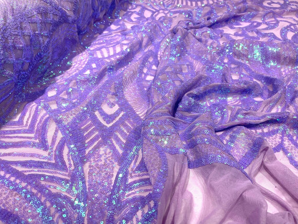 Iridescent Lavender Sequins Fabric Royalty Design on a 4 Way Stretch-Prom By The Yard