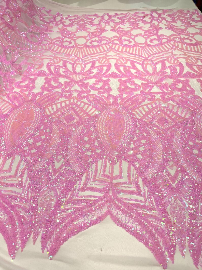 Royaltime Shimmer Neon Pink Sequin Fabric By The Yard Two Way Stretch  Embroidered Mesh African Lace Fabric for Dress Sewing - AliExpress