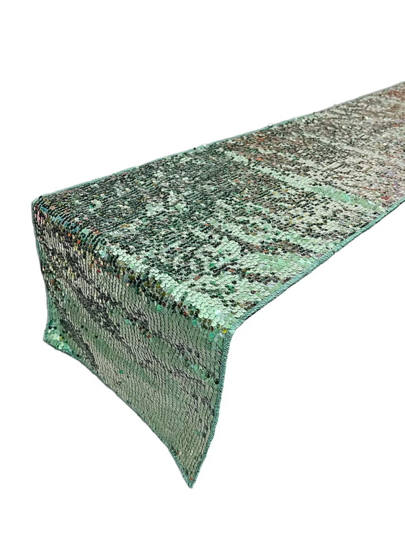 Table Runner - 12" x 90" Sequins on Taffeta Table Runner for Event Décor, Party, Wedding, Quinceañera