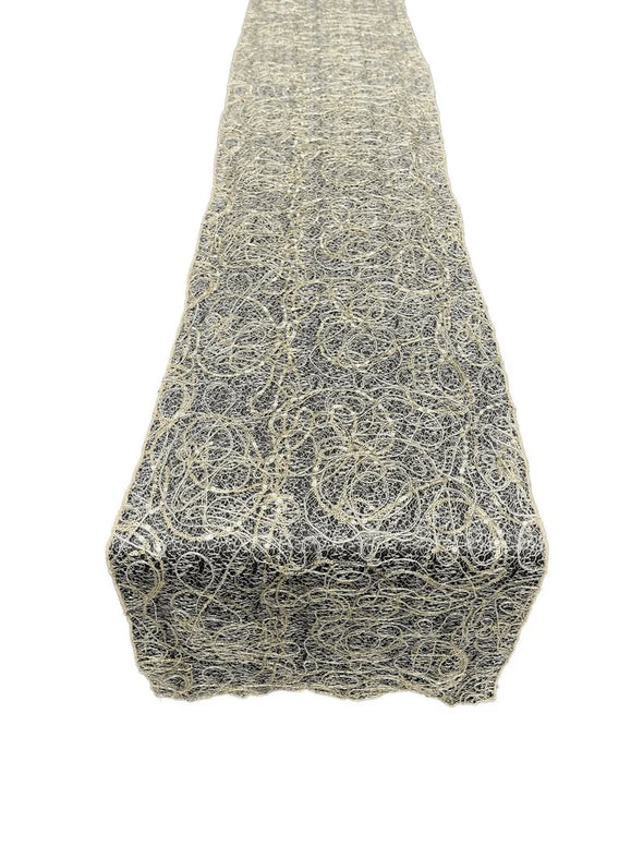 Lace Runner - 12" Wide x 90" Lace Sequins Design Table Runner for Table Decoration