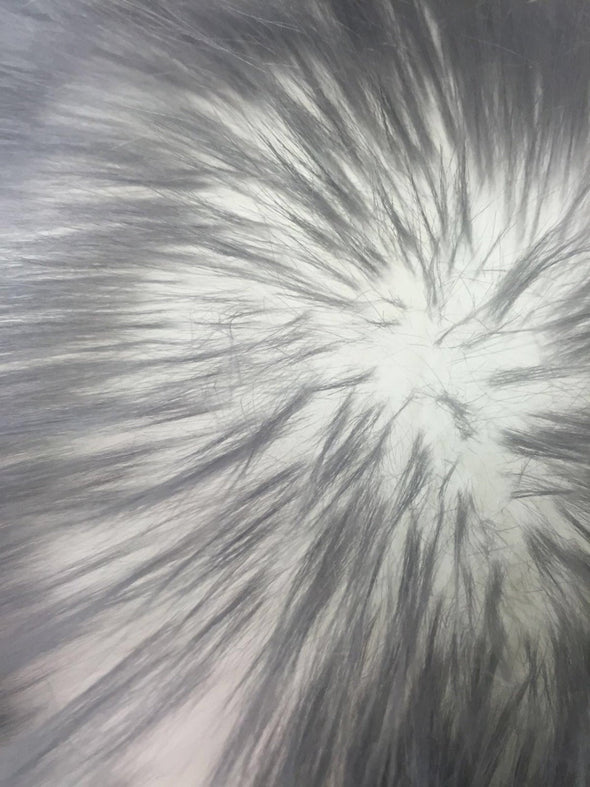 Gray/ off white cotton candy design shaggy faux fur 2 tone super soft faux fur  - sold by yard