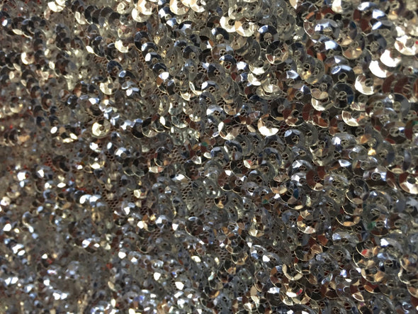 Silver Mermaid fish scales sequins- Seaweed design- Sold by the yard.