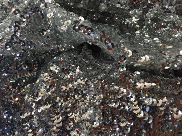 Silver mermaid fish scales sequins- seaweed design- sold by the yard.58" wide.