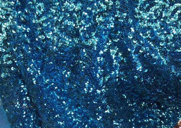 Turquoise mermaid fish scales sequins- seaweed sequins design- sold by the yard.58" wide.