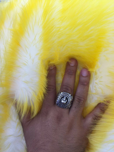 Yellow/ivory deluxe cotton candy design-shaggy faux fun fur-2 tone super soft faux fur- sold by the yard-