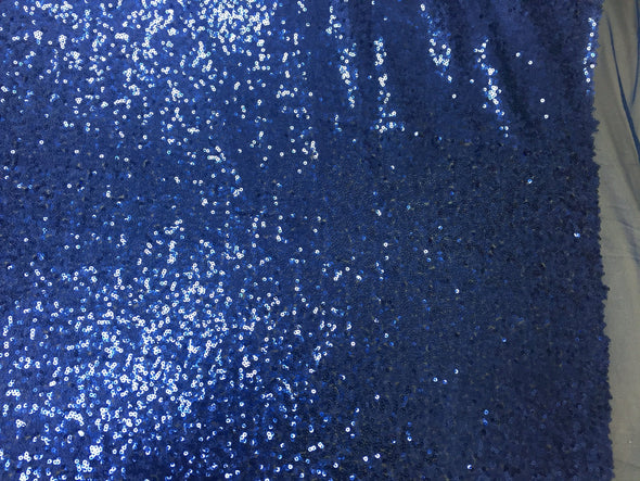 Royal blue mermaid fish scales-mini sequins embroider on a 2 way stretch mesh fabric-sold by the yard-