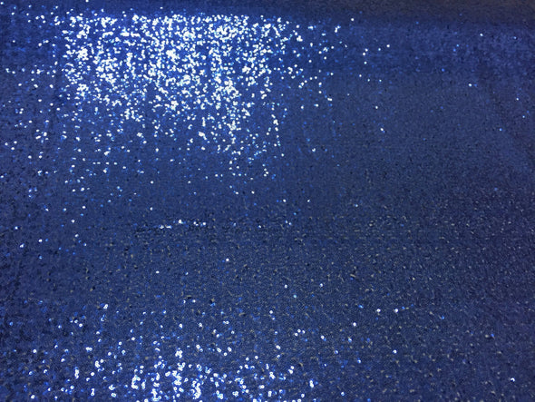 Royal blue mermaid fish scales-mini sequins embroider on a 2 way stretch mesh fabric-sold by the yard-