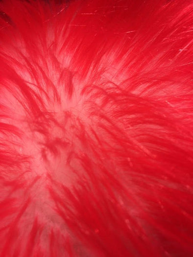 Red / off whitecotton candy design shaggy faux fun fur /2 tone super soft faux fur -sold by yard