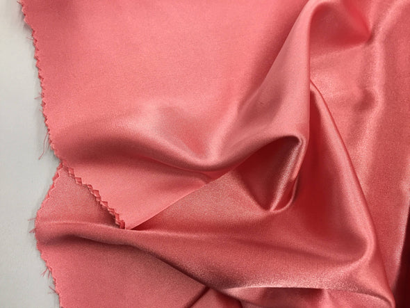 Coral 58 inch 2 way stretch charmeuse satin-super soft silky satin-bridal-wedding-prom-nightgown-dresses-fashion-apparel-sold by the yard.