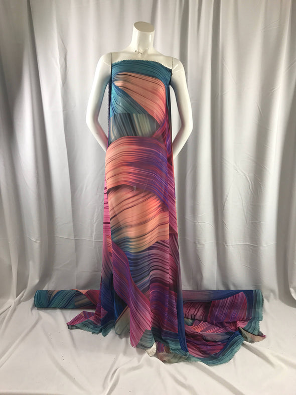 Purple Multi Color Chiffon Fabric- Super Soft Chiffon Fabric-apparel-fashion-dresses-nightgown-decorations-Sold By The Yard.