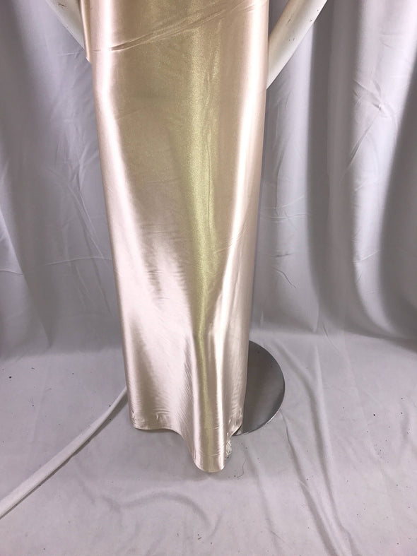 Champagne 58 inch 2 way stretch charmeuse satin-super soft silky satin-wedding-bridal-prom-nightgown-dresses-fashion-Sold by the yard.