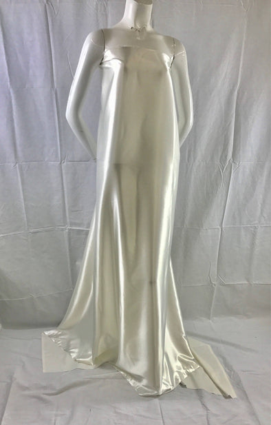 Ivory 58 inch 2 way stretch charmeuse satin-super soft silky satin-wedding-bridal-prom-nightgown-sold by the yard.