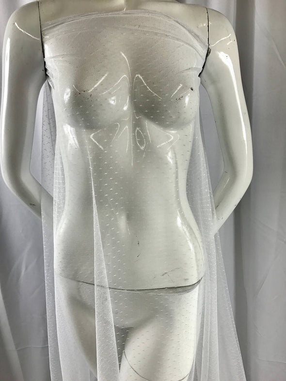 White English Netting with dots -wedding vails-bridal supply-58" wide-dresses-decorations-sold by the yard.