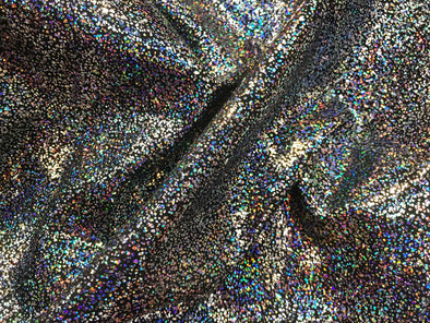 Silver-black iridescent shattered glass design 4 way Stretch nylon spandex-dresses-fashion-apparel-leggings-baiting suits-sold by the yard.
