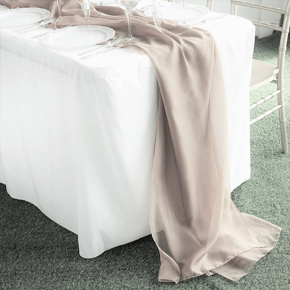 New Creations Fabric & Foam Inc, Chiffon Table Runner 14" Wide by 120" Wide Extra Long, Wedding Runners, Holiday Table Runners,