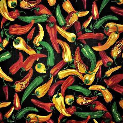 60" Wide Chili Pepper Poly Cotton Print Fabric By The Yard