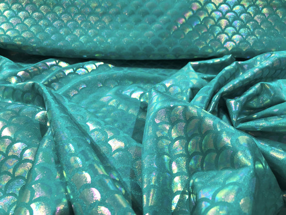 New Creations Fabric & Foam Inc, 60" Wide Mermaid Iridescent Illusion Spandex Fish Scale 4 Way Stretch Fabric By The Yard
