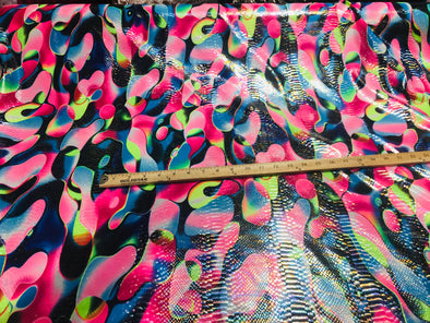 60" Wide Boa Snake Print Multi Color Fabric 80/20% Nylon Spandex Fabric, Swimwear/Active wear