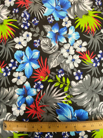 58/59"Wide 35% Poly Cotton Hawaiian Print Fabric, Good for Face Mask Covers