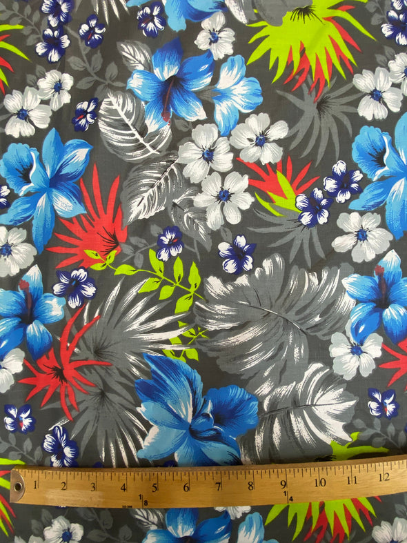 New Creations Fabric & Foam Inc, 58/59" Wide 65/35% Poly/ Cotton Hawaiian Print Fabric, Good for Face Mask Covers