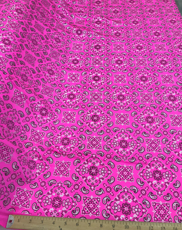 58/59" Wide 100% Polyester Spandex Bandana Print on 4 Way Stretch Lycra, Fabric by The Yard