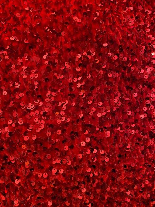Red Stretch velvet with luxury sequins all over 5mm shining sequins 2-way stretch, sold by the yard
