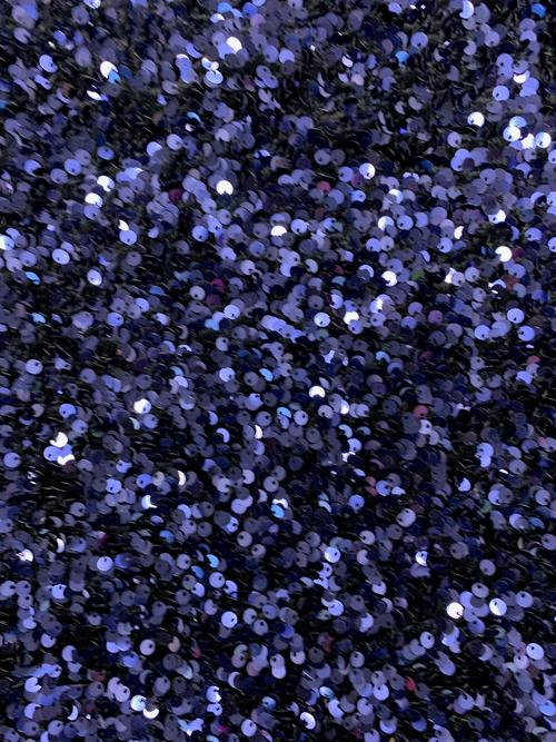 Navy Blue Stretch velvet with luxury sequins all over 5mm shining sequins 2-way stretch, sold by the yard