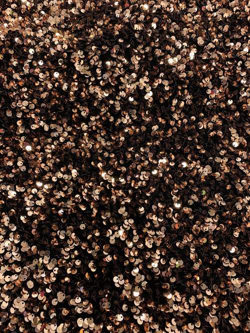 Rose Gold on Black Stretch velvet with luxury sequins all over 5mm shining sequins 2-way stretch, sold by the yard