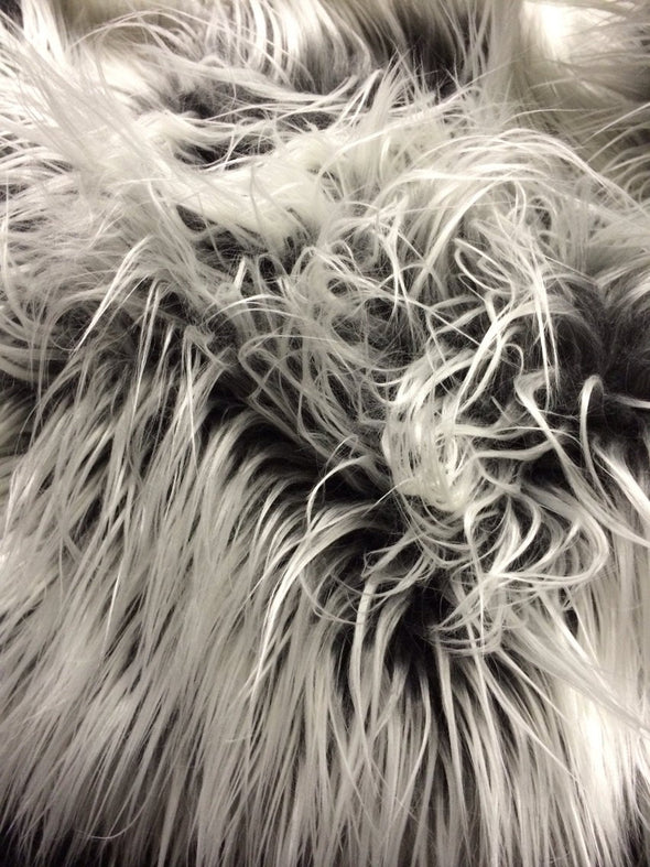Gray/silver frost Mongolian fake fur.3 inch pile.36x60 inches. Sold by the yard.