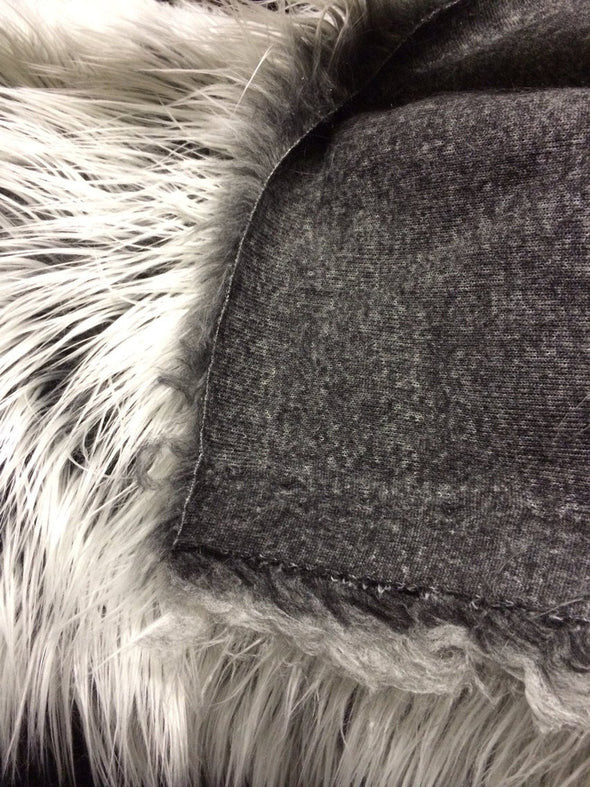 Gray/silver frost Mongolian fake fur.3 inch pile.36x60 inches. Sold by the yard.