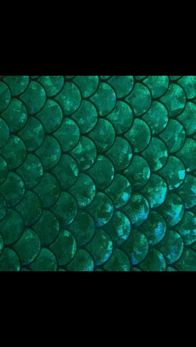 Green mermaid fish scale spandex.36x50inches. Sold by the yard.