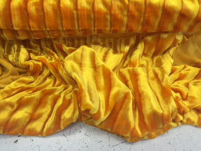 Mango yellow stripe minky velvet, super soft shinny, silky fabric. Sold by the yard.