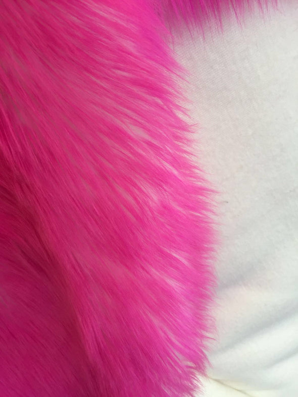 Fuchsia/ivory deluxe cotton candy design-shaggy fun faux fur-2tone super soft faux fur- sold by the yard.