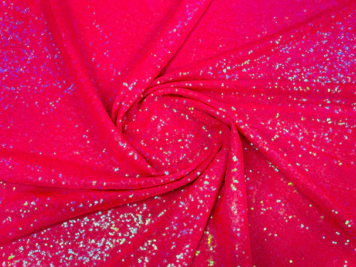Mini glitz sequins iridescent mermaid embroider on a 2 way stretch mesh fabric-sold by the yard