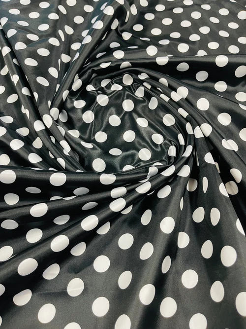 Multi Color Polka Dot 1/2 inch On A Soft Charmeuse Satin Fabric 60" Wide 100% Polyester. Sold By The Yard-