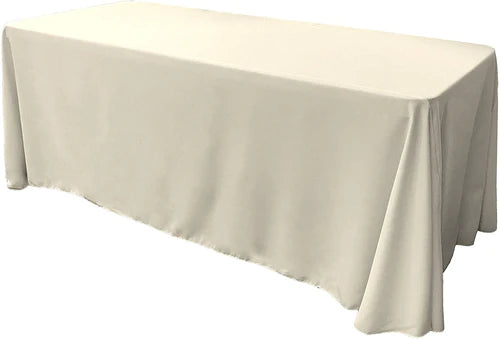 90" Wide by 156" Long Rectangular Polyester Poplin Seamless Tablecloth - Rounded Corners