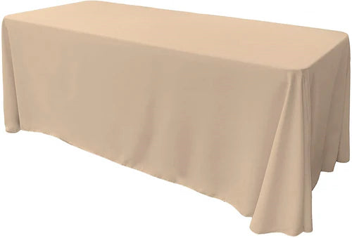 90" Wide by 156" Long Rectangular Polyester Poplin Seamless Tablecloth - Rounded Corners