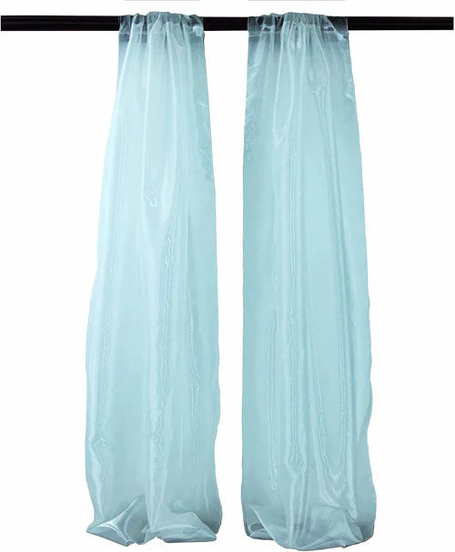 5 Feet Wide x 9 Feet High, Polyester Sheer Mirror Organza Backdrop Drape, Curtain Panels, Room Divider, 1 Pair.