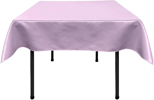 58" x 58" Square Polyester Bridal Satin Table Table Overlay, For a Small 46" Square Coffee Table With 6" Drop