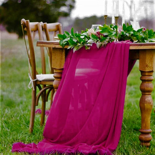 58" Wide Extra Long, Chiffon Wedding Table Runner