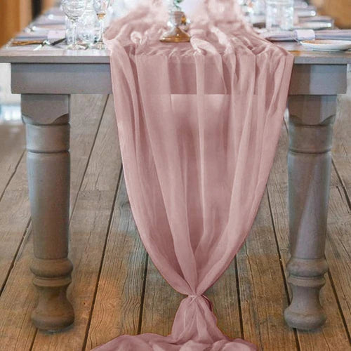 27" Wide Extra Long, Chiffon Wedding Table Runner