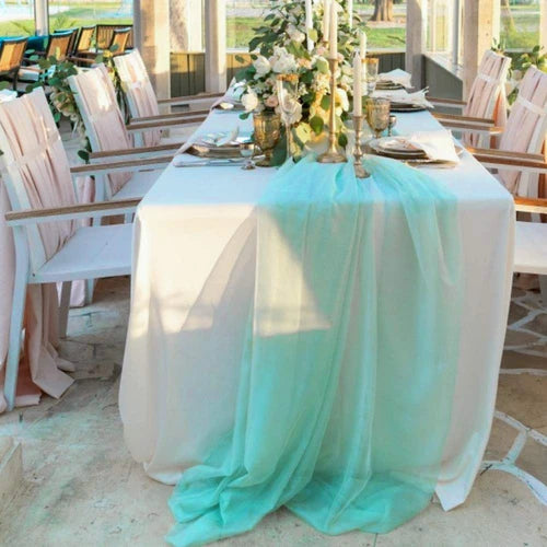 58" Wide Extra Long, Chiffon Wedding Table Runner