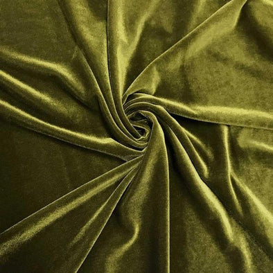 Medium Olive Spandex Velvet Fabric 60" Wide 90% Polyester/10% Stretch Velvet Fabric By The Yard