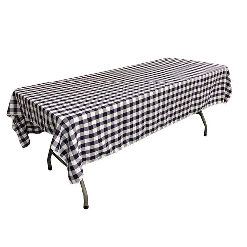 60" Wide x 90" Long Rectangular Polyester Poplin Gingham Checkered Tablecloth