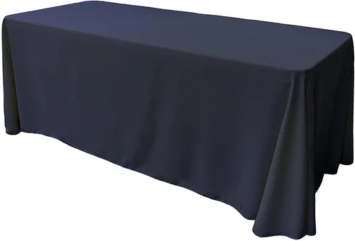 90" Wide by 120" Long Rectangular Polyester Poplin Seamless Tablecloth - Rounded Corners