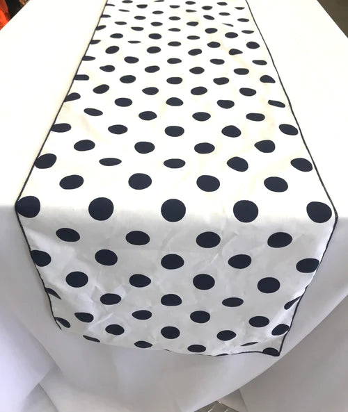 12" Wide x 108" Long, Polka Dot Print Broadcloth Poly Cotton Table Runner