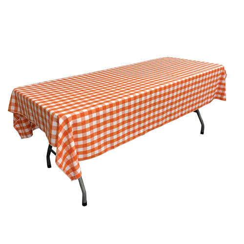 60" Wide x 90" Long Rectangular Polyester Poplin Gingham Checkered Tablecloth