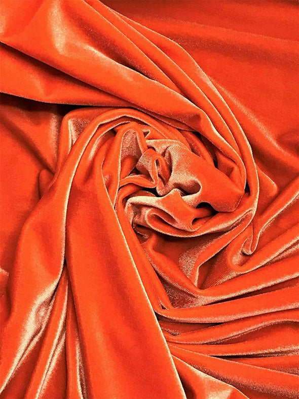 Orange Spandex Velvet Fabric 60" Wide 90% Polyester/10% Stretch Velvet Fabric By The Yard