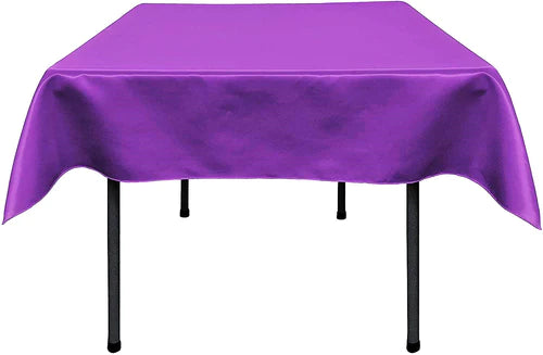 58" x 58" Square Polyester Bridal Satin Table Table Overlay, For a Small 46" Square Coffee Table With 6" Drop